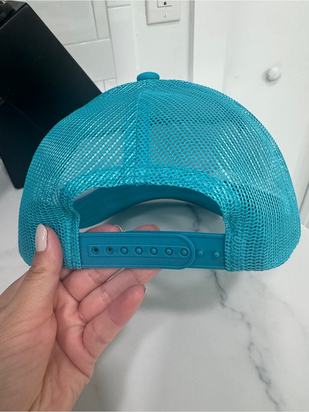 Bass Pro Shops Gone Fishing Teal Blue Trucker Hat Snapback Adjustable One Size - Picture 3 of 5
